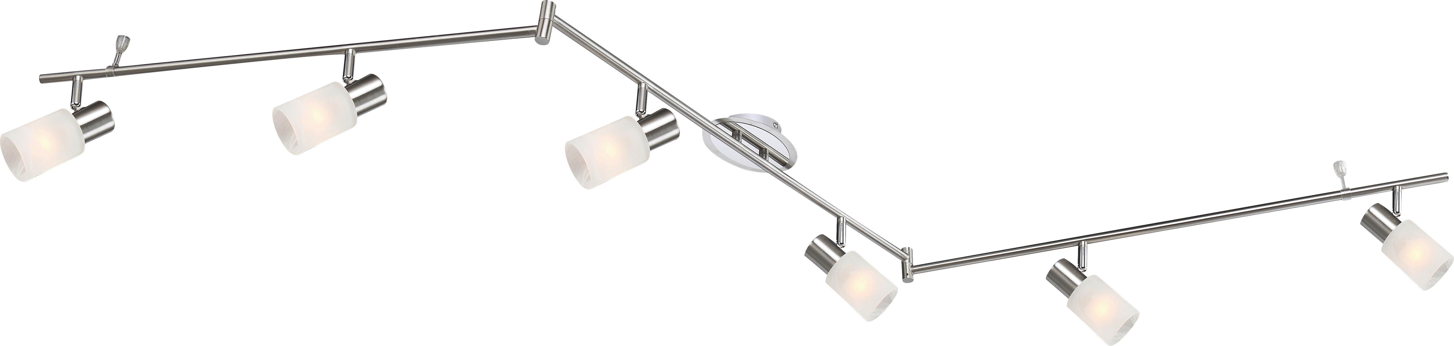 Strahler Elke 6-Flammig verstellbar L: 216 cm - Chromfarben/Weiß, KONVENTIONELL, Glas/Metall (216cm) - James Wood