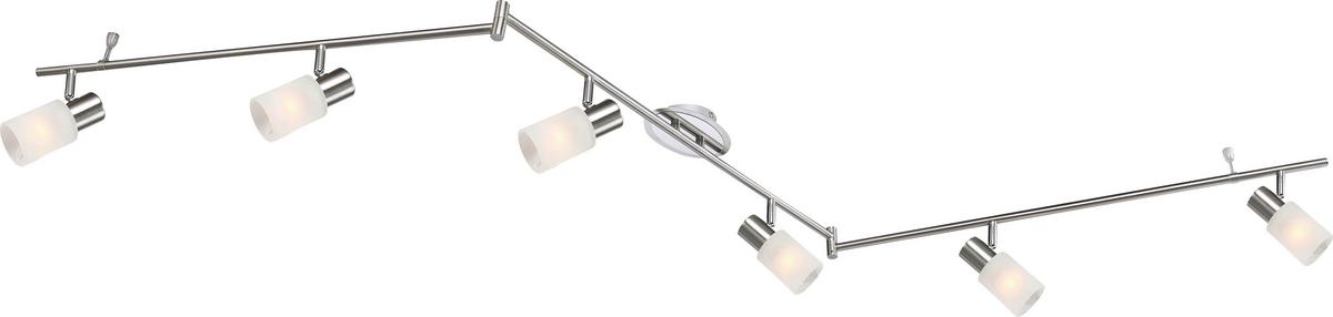 Strahler Elke 6-Flammig verstellbar L: 216 cm - Chromfarben/Weiß, KONVENTIONELL, Glas/Metall (216cm) - James Wood