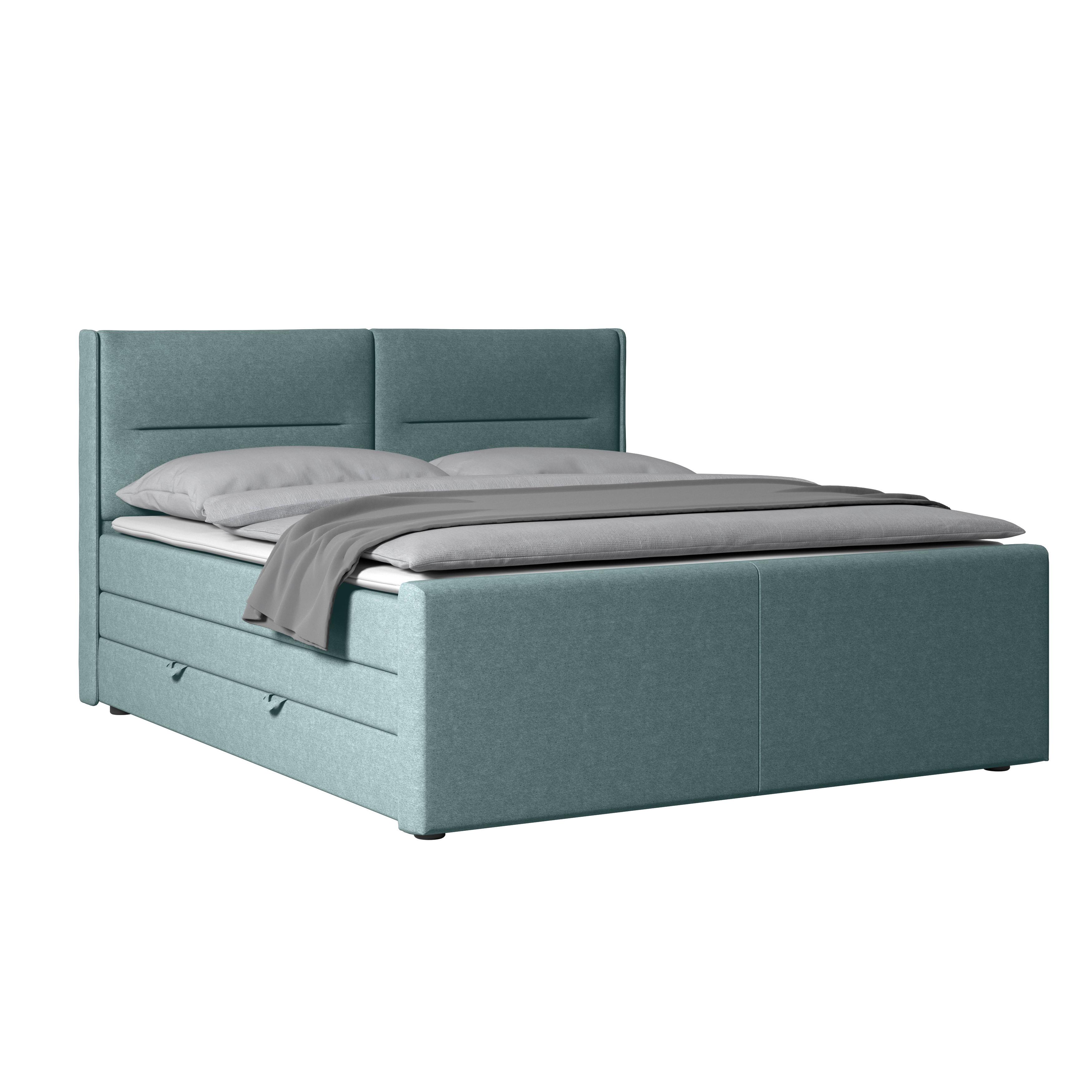 Boxspringbett Mit Bettkasten Kyoto Blau 180x200 - Blau, MODERN, Holz/Kunststoff (180/200cm) - MID.YOU