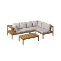Loungegarnitur Graz - Grau/Akaziefarben, MODERN, Holz/Kunststoff (240/160cm) - Beldano