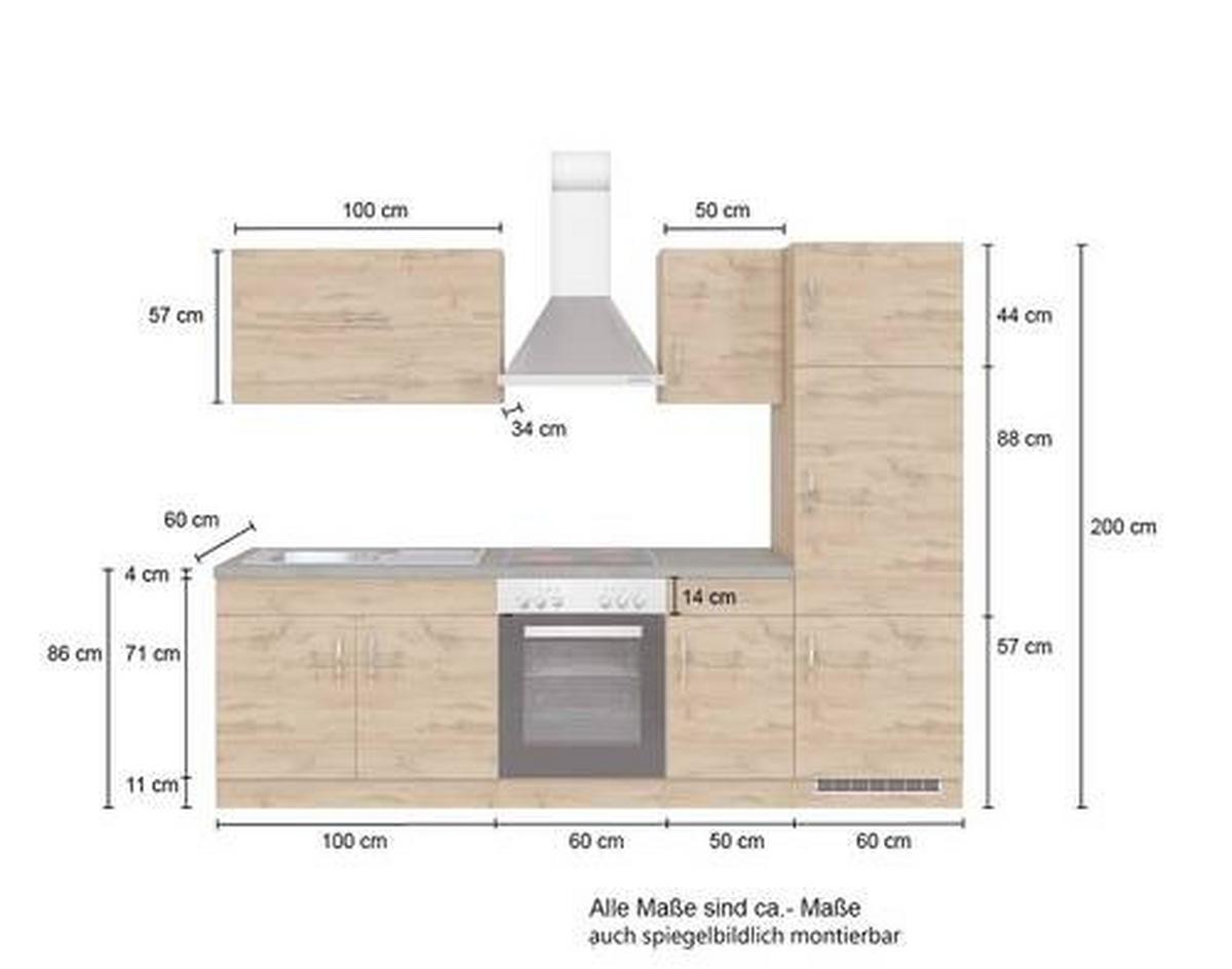 Küchenzeile Sorrento Mit Geräten B: 270 cm Anthrazit - Anthrazit/Eiche Wotan, MODERN, Holzwerkstoff (270cm) - Held