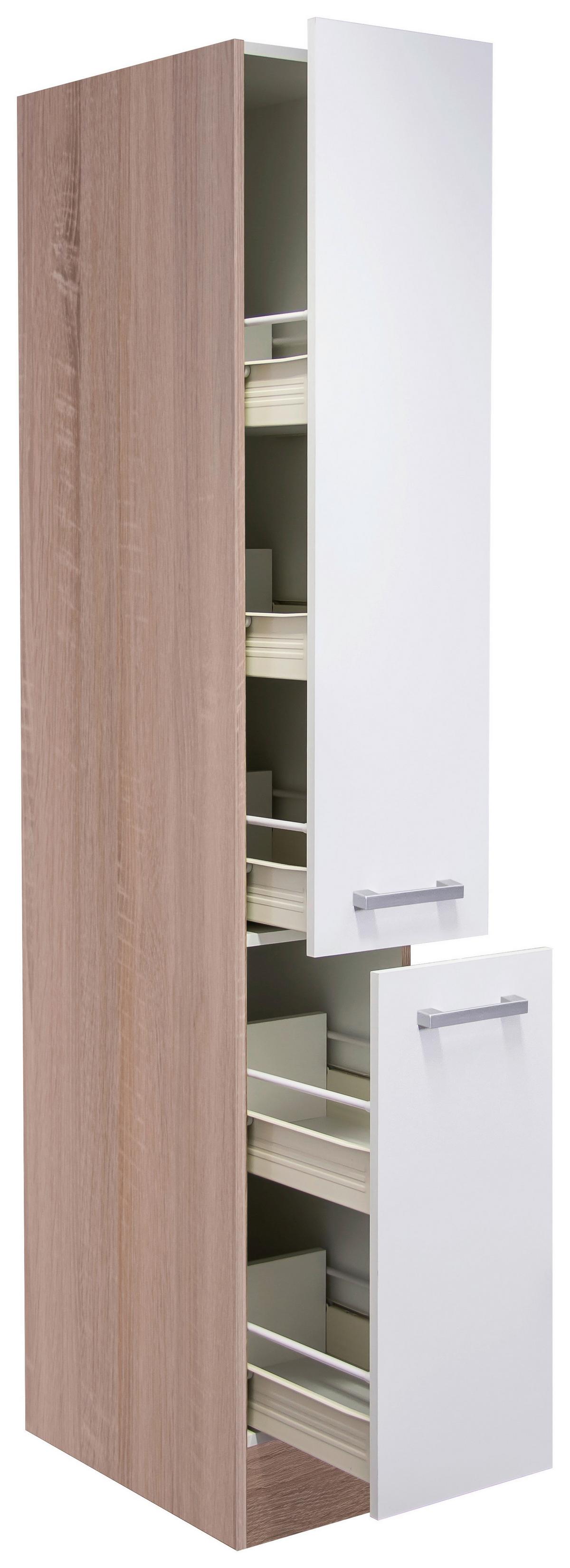 Kuchyňský blok LEXA včetně 4 spotřebičů, šířka 270 cm - bílá/barvy dubu, Moderní, kompozitní dřevo/plast (270cm) - Based
