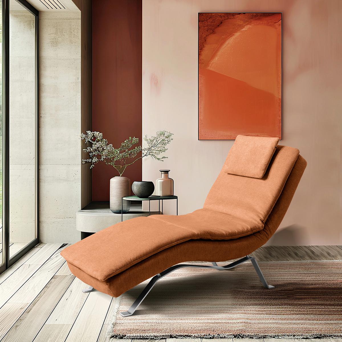 RELAXLIEGE Rostfarben B: 65 cm - Rostfarben/Silberfarben, Design, Textil (65/95/171cm) - Celina Home