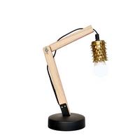 Tischlampe Rossa Goldfarben/ Braun/Schwarz - Hellbraun/Goldfarben, Trend, Holz/Metall (16/13/38,5cm) - Kayoom