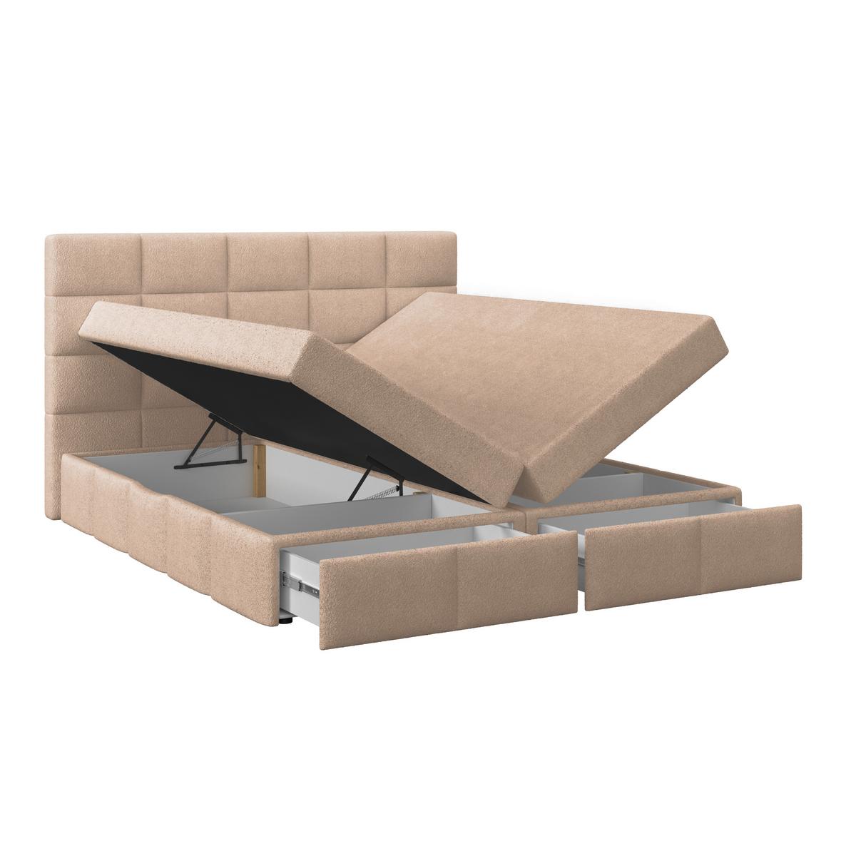 Polsterbett Alba Boucle Hellbraun, 180x200 Cm - Hellbraun/Schwarz, Trend, Textil (180/200cm)