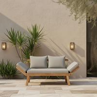 RELAXAČNÍ VÁLENDA PIA - šedá/barvy akácie, Moderní, dřevo/textil (190/75/68cm) - Bessagi Garden