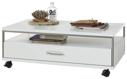 Couchtisch mit Lade Trento Silberfarben/Weiß - Silberfarben/Weiß, Design, Holzwerkstoff/Kunststoff (115/70/40cm) - Livetastic