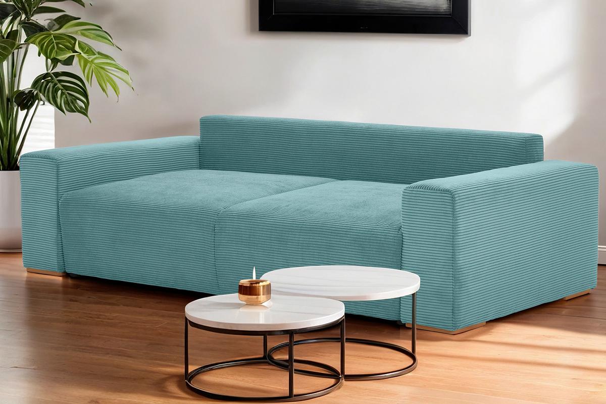 Schlafsofa Vouge Mintgrün Bettkasten, B: 255 Cm - Buchefarben/Schwarz, KONVENTIONELL, Textil (255/86/123cm) - Livetastic