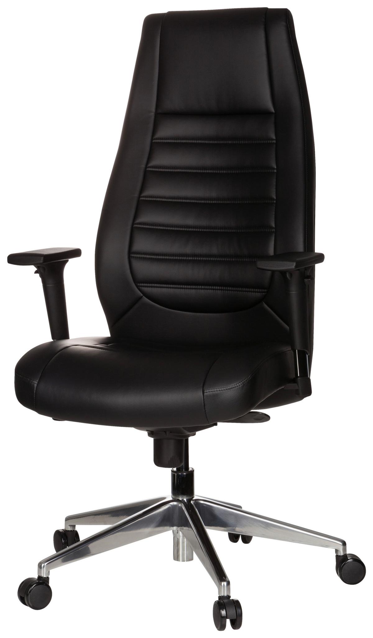 Chefsessel Vitoro Schwarz Bis 150 Kg - Silberfarben/Schwarz, Basics, Kunststoff/Textil (65/133/65cm) - MID.YOU