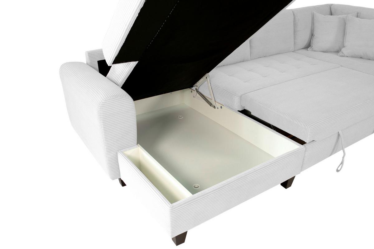 Wohnlandschaft Moritz Silber U-Form:155x324x178 Cm - Silberfarben, Trend, Textil (155/324/178cm)