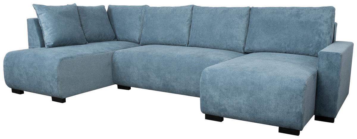 Wohnlandschaft Veronice Blau B: 313 cm - Blau/Schwarz, Trend, Textil (313/92/171cm)