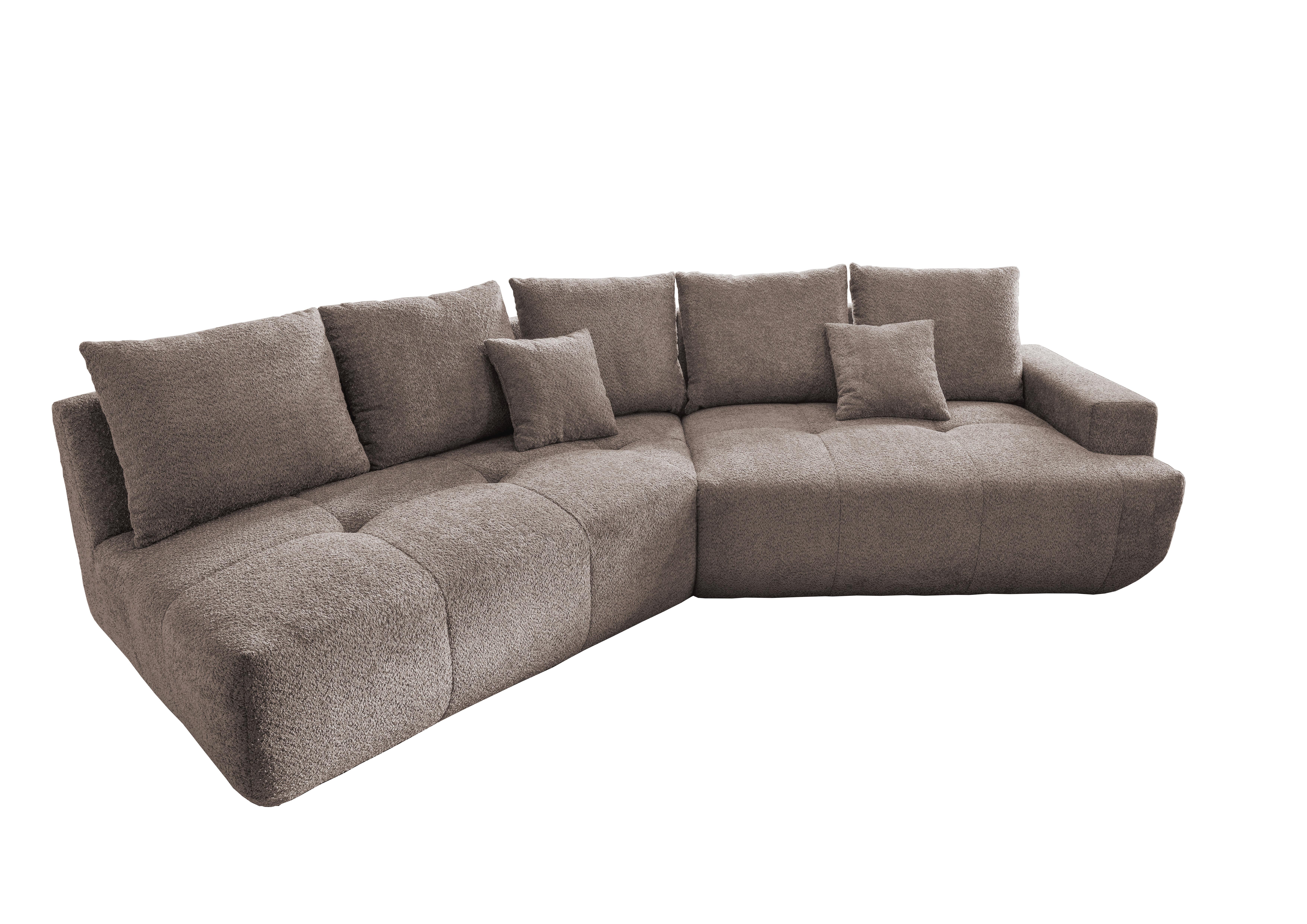 Big Sofa Fertilia Bouclé Taupe, B: 323 Cm - Taupe/Schwarz, MODERN, Textil (323/91/155cm) - Livetastic