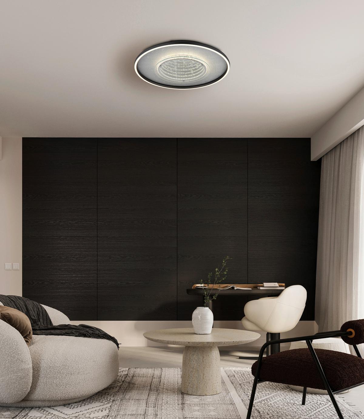 LED-Deckenleuchte Memory-Funktion - Klar/Silberfarben, Design, Glas/Kunststoff (51,5/6,8cm) - Globo