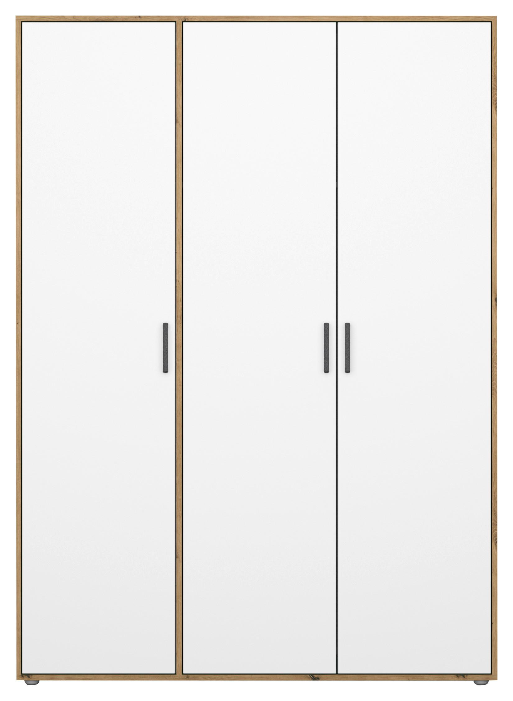 Drehtürenschrank 140 cm Voyager Eiche Artisan,weiß - Weiß/Eiche Artisan, MODERN, Holzwerkstoff (140/194/53cm) - Rauch Möbel