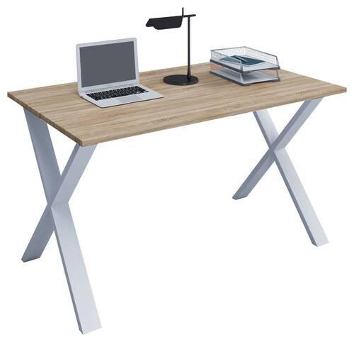 Schreibtisch Lona L: 110 cm Weiß/Eiche - Weiß/Sonoma Eiche, MODERN, Holzwerkstoff/Metall (110/50/76cm) - MID.YOU