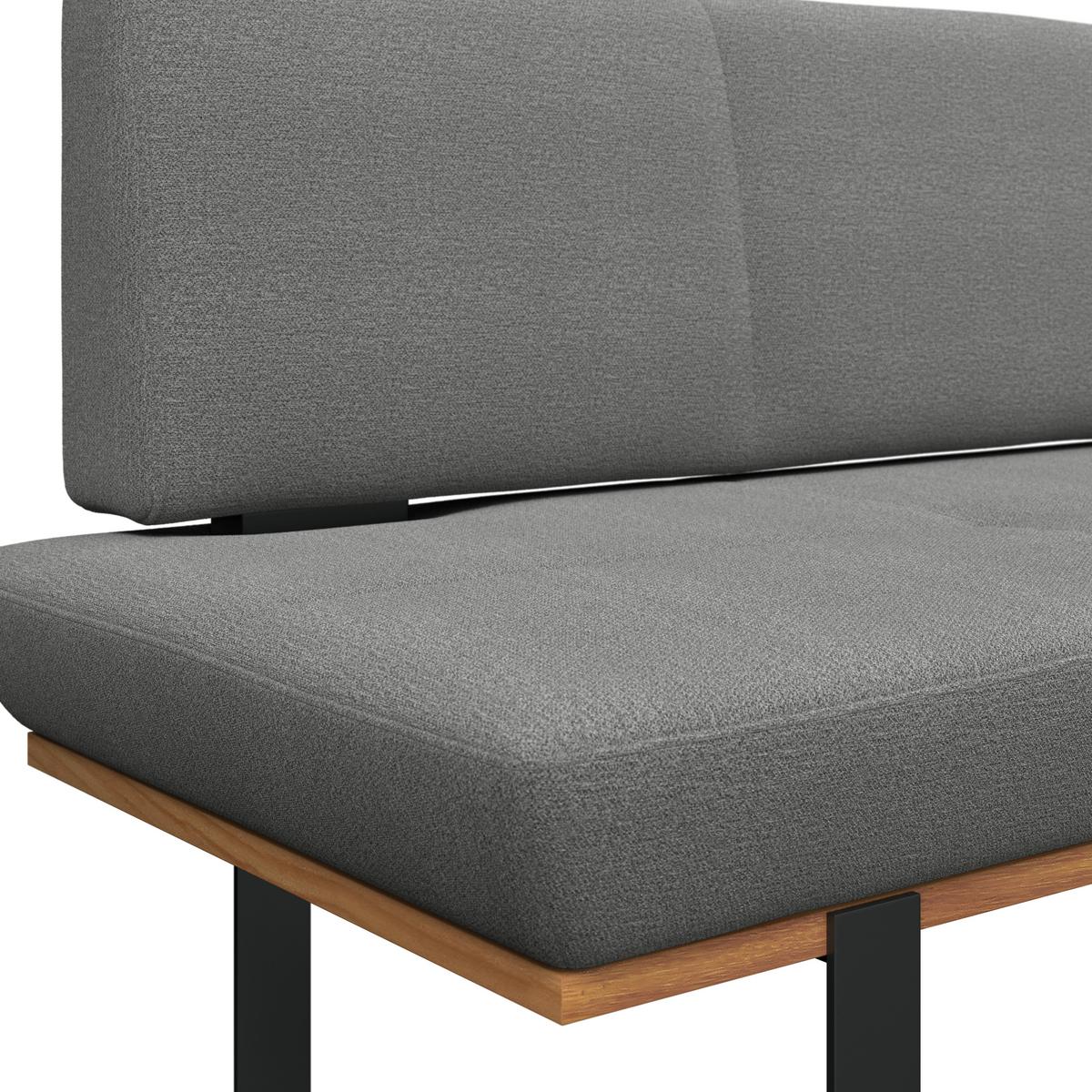 Sitzbank Tristan Webstoff grau, B: 170cm - Schwarz/Grau, MODERN, Holz/Textil (170/48/90cm) - James Wood