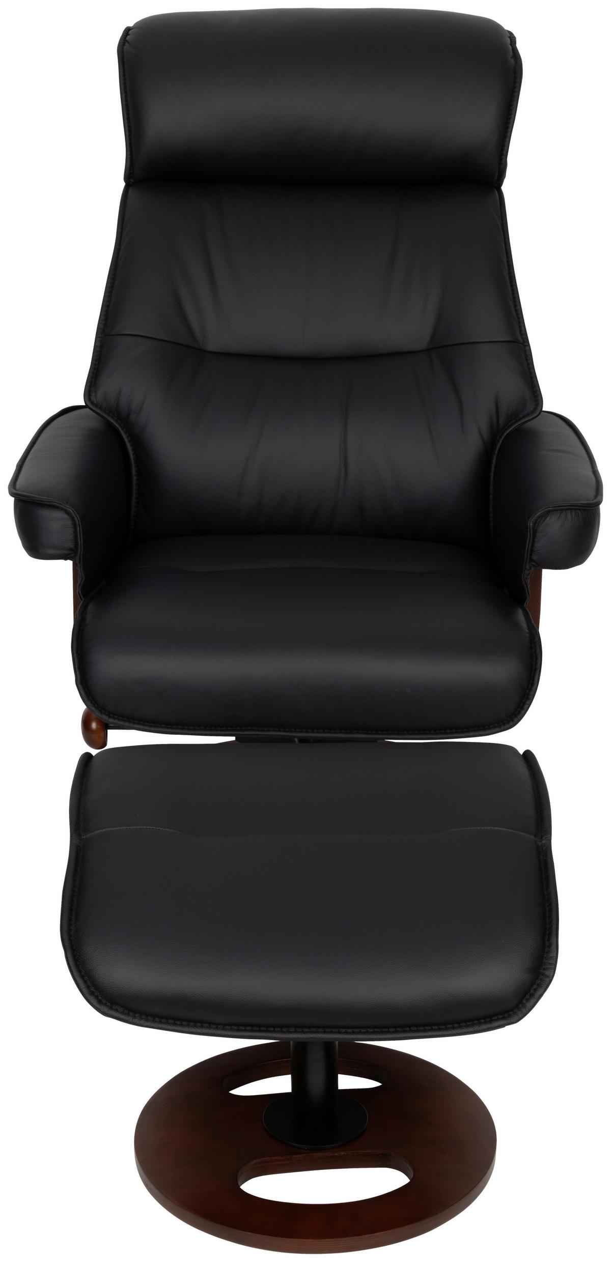 Relaxsessel Calm Schwarz B: 76 Cm - Walnussfarben/Schwarz, Basics, Leder/Holz (76/106/90cm) - Livetastic