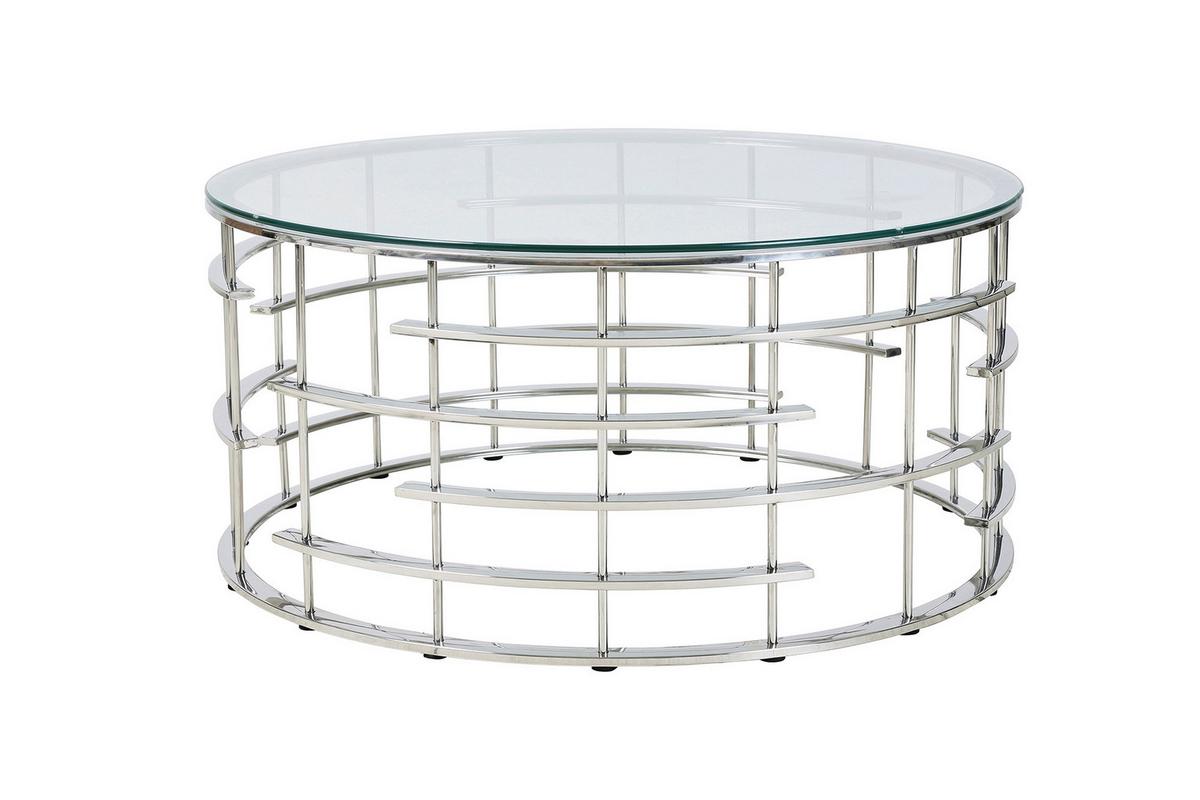 Couchtisch Silberfarben L: 90 cm - Silberfarben, Design, Glas/Metall (90/90/42cm) - Livetastic