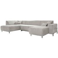 Sedacia súprava CÉLINE U, ľavá, béžový menčester - čierna/béžová, kov/textil (192/330/165cm) - MID.YOU