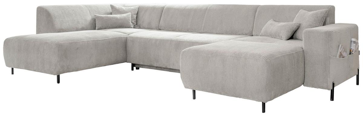 Sedacia súprava CÉLINE U, ľavá, béžový menčester - čierna/béžová, kov/textil (192/330/165cm) - MID.YOU