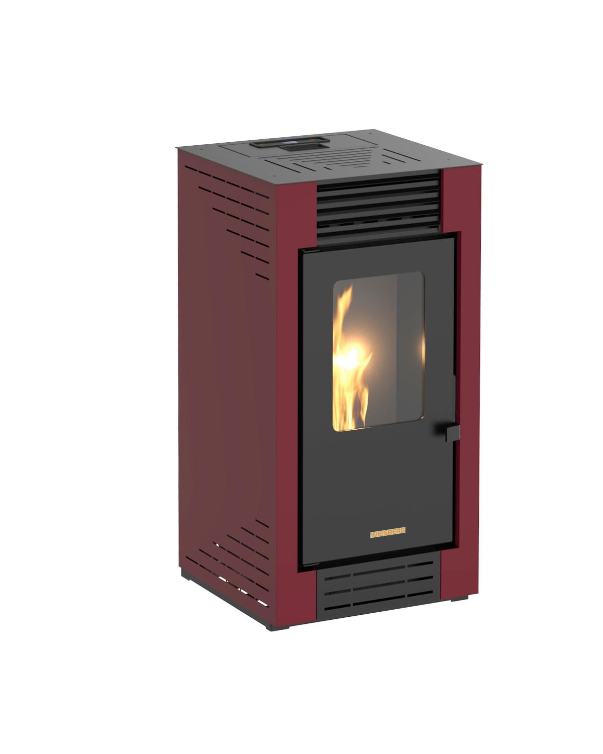 Pelletofen Poly Bordeaux Metall 8 Kw mit Wi-Fi - Bordeaux, Basics, Metall (47/92/53cm)