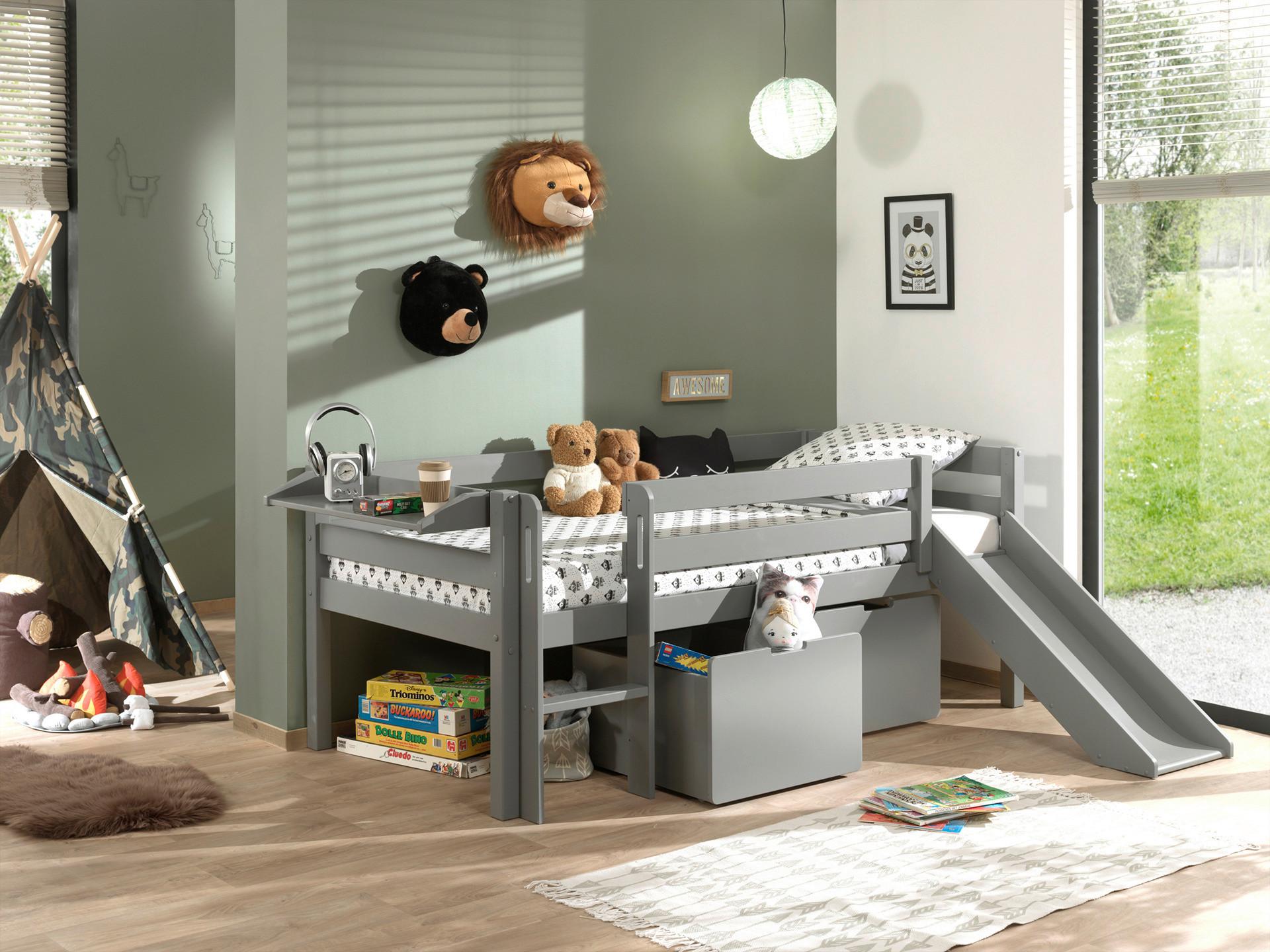 Spielbett Pino Grau 90x200cm - Grau, MODERN, Holz/Holzwerkstoff (90/200cm) - Vipack