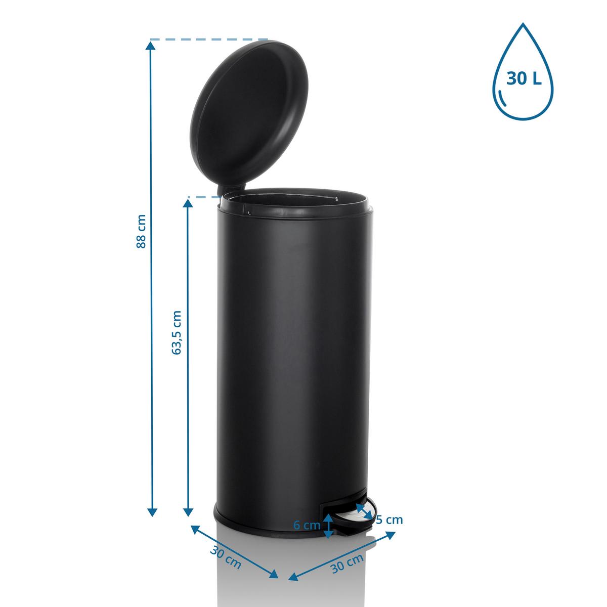Abfallsammler Clean Step - Schwarz, Basics, Kunststoff/Metall (30/63,5/30cm) - MID.YOU