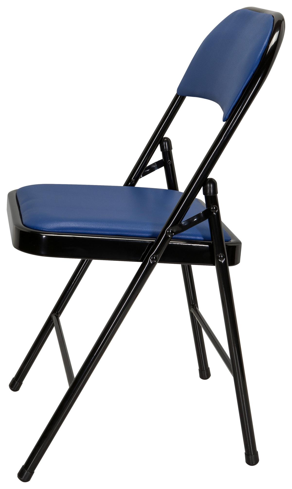 Klappstuhl Tudela Pu Blau/schwarz - Blau/Schwarz, Basics, Textil/Metall (44/80/49cm) - MID.YOU