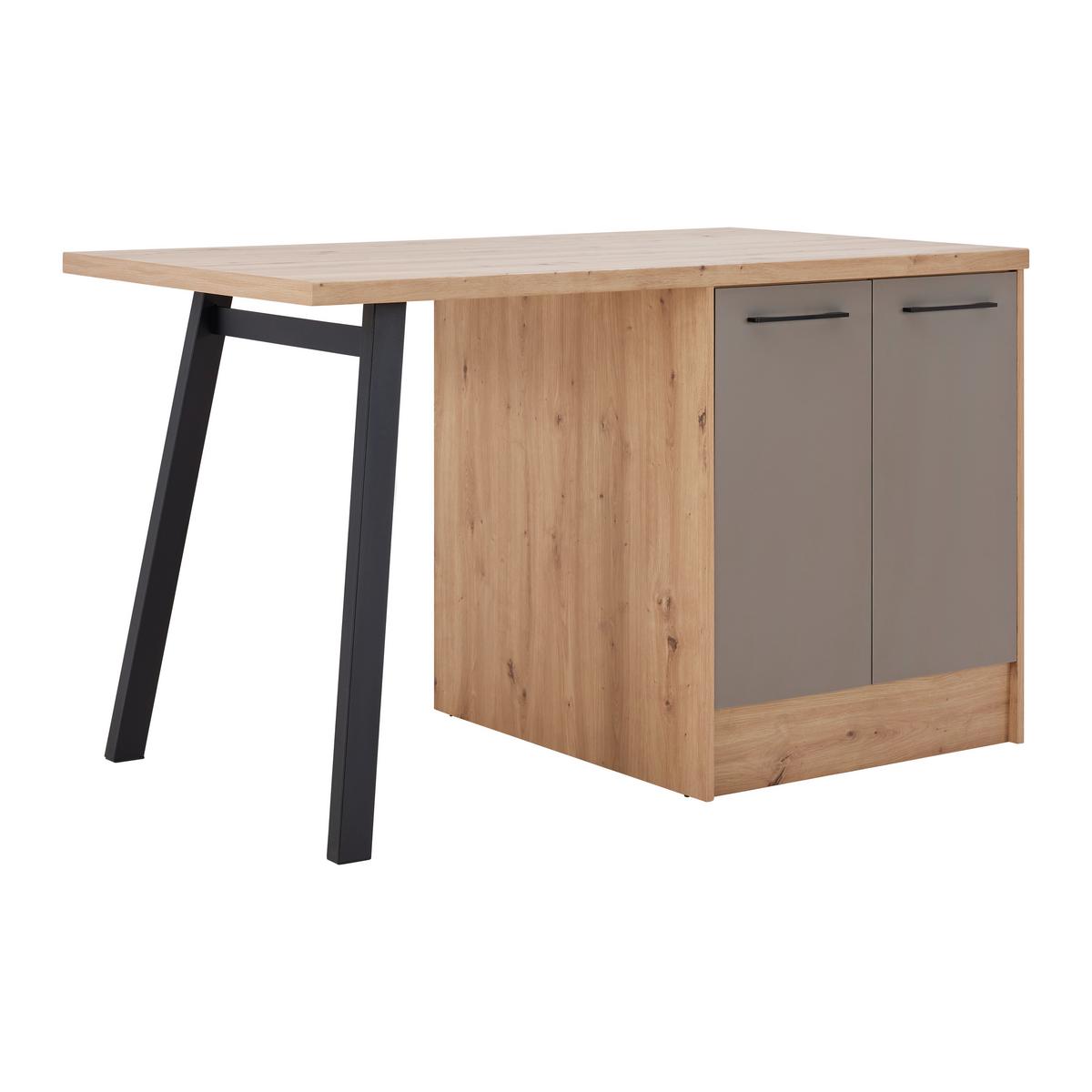 Kuchyňský ostrůvek LINZ LINZ I - šedá/černá, Moderní, kov/kompozitní dřevo (150/91/90cm)