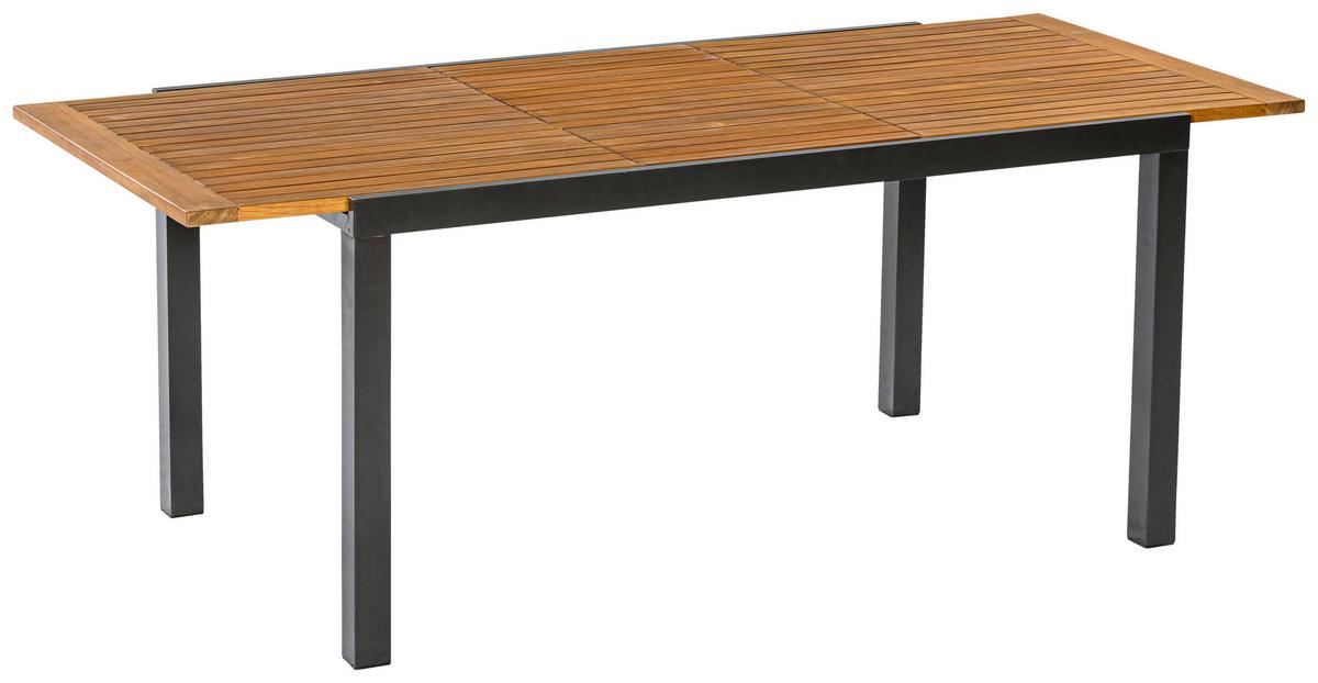 Gartengarnitur 9-Tlg. Tilos Aus Echtholz - Schwarz/Grau, KONVENTIONELL, Holz/Textil - Gardenson