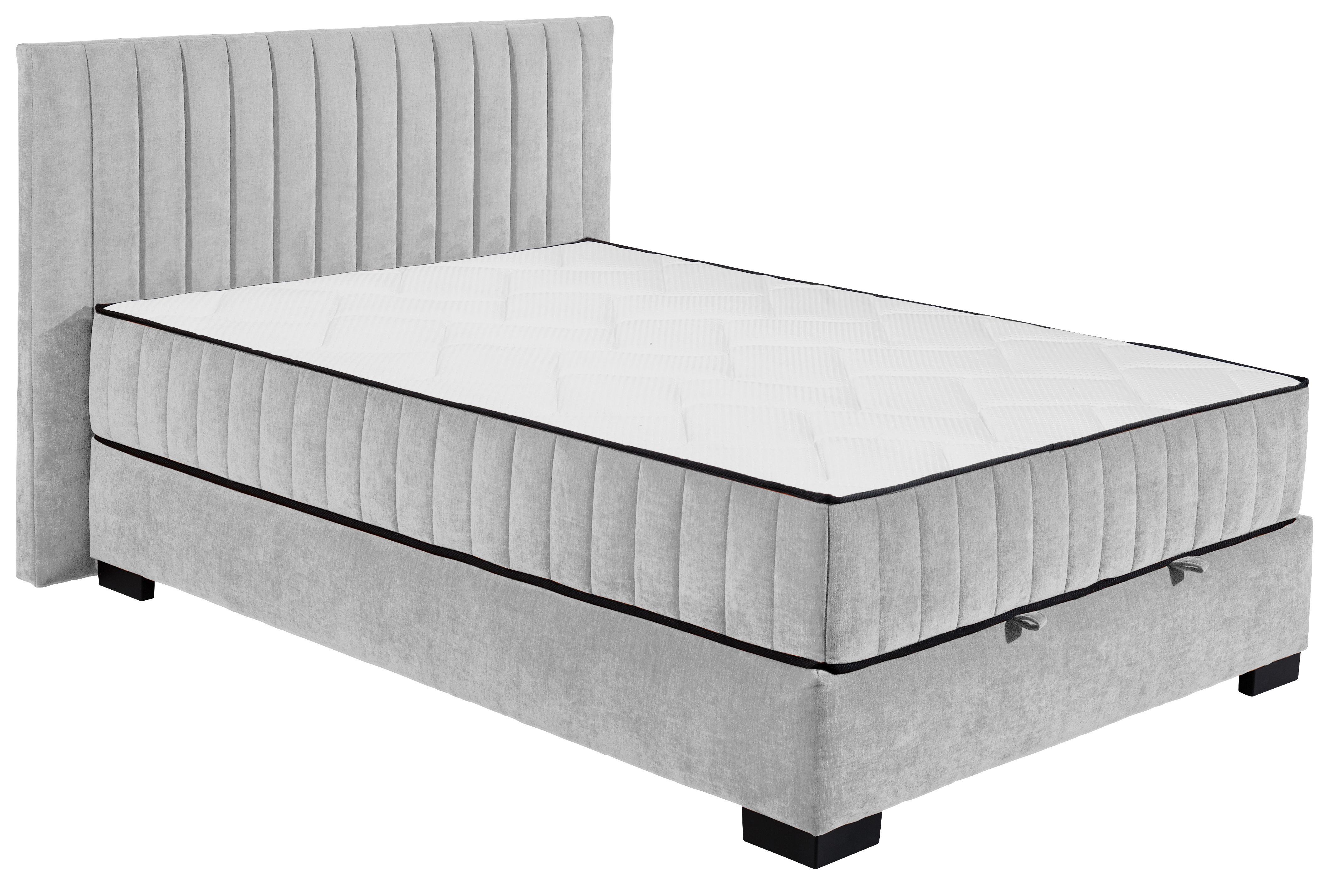 Boxbett Nagol C - Hellgrau/Schwarz, MODERN, Holzwerkstoff/Textil (140/200cm) - MID.YOU