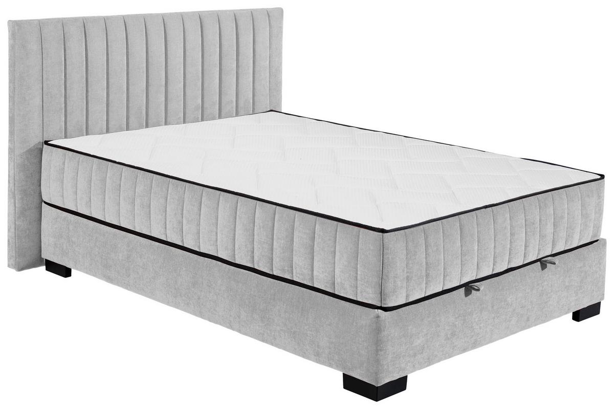 Boxbett Nagol C - Hellgrau/Schwarz, MODERN, Holzwerkstoff/Textil (140/200cm) - MID.YOU
