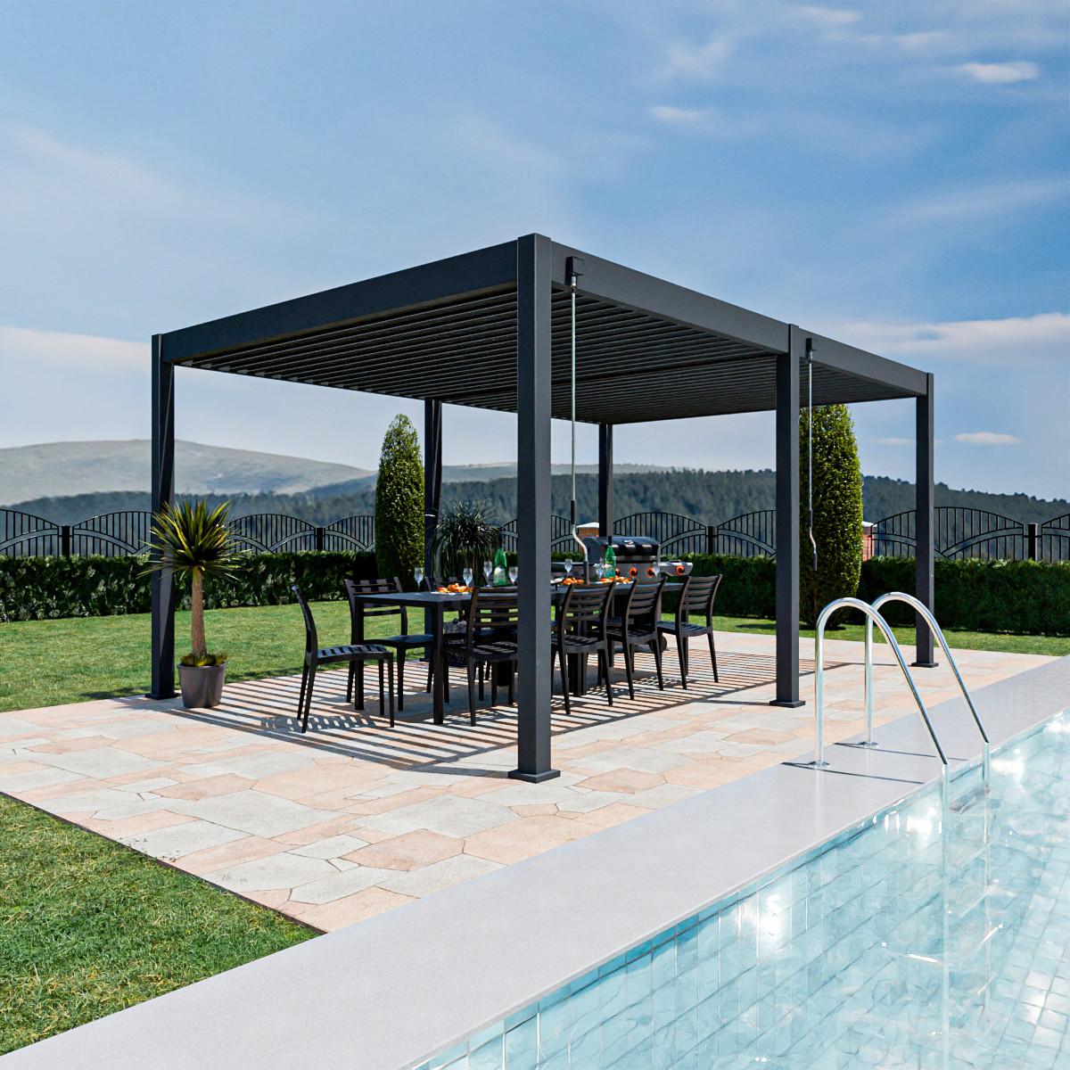 Pergola 360x530 cm Weiß, Wetterbeständig - Graphitfarben, Basics, Metall (360/530/255cm)