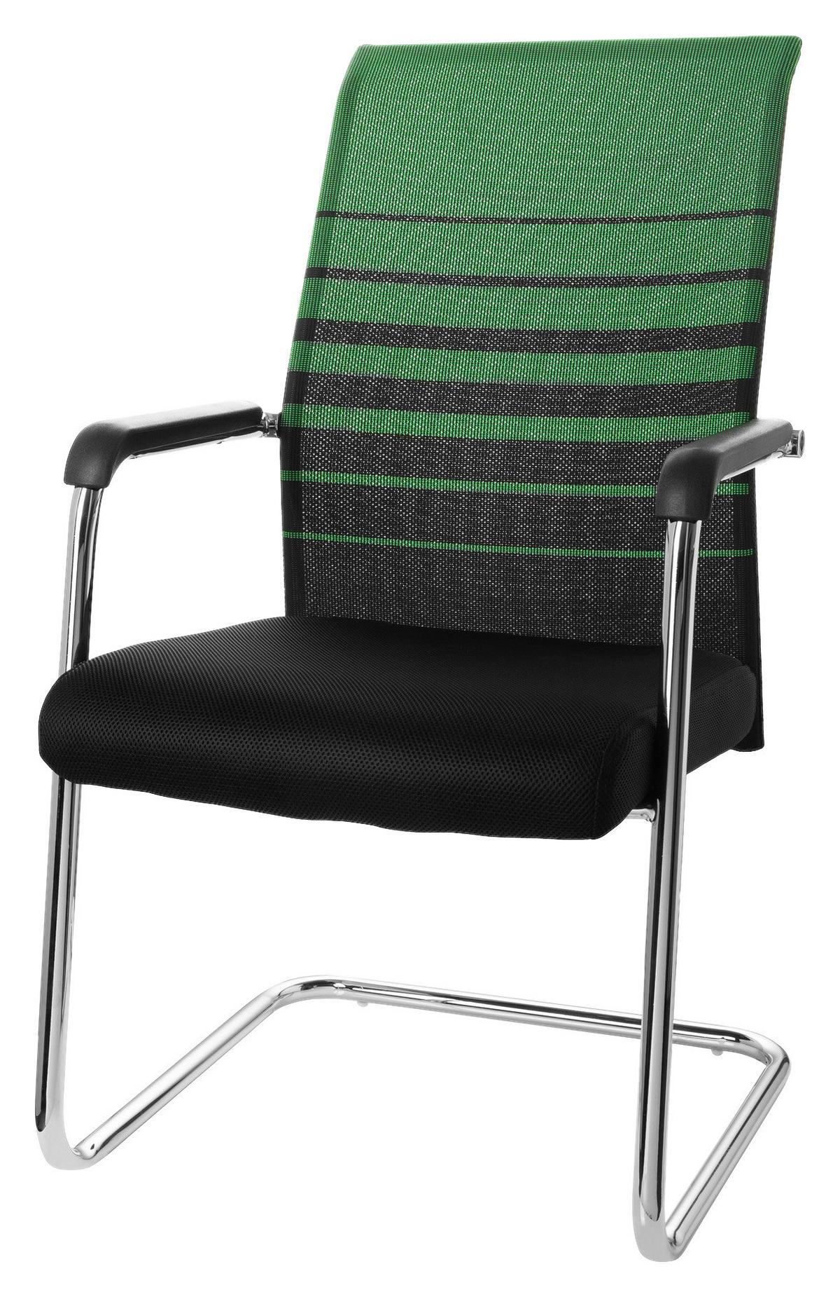 Eleganter Freischwinger mit Netzrücken in Schwarz und Grün