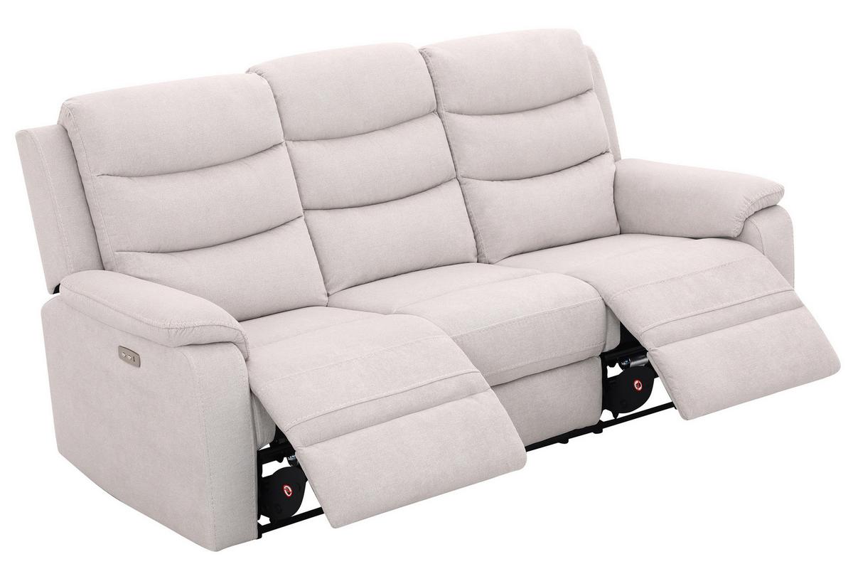 Trojmiestna relaxačná pohovka, MANCHESTER, béžová - čierna/béžová, Konventionell, textil/plast (208/102/93cm) - Based