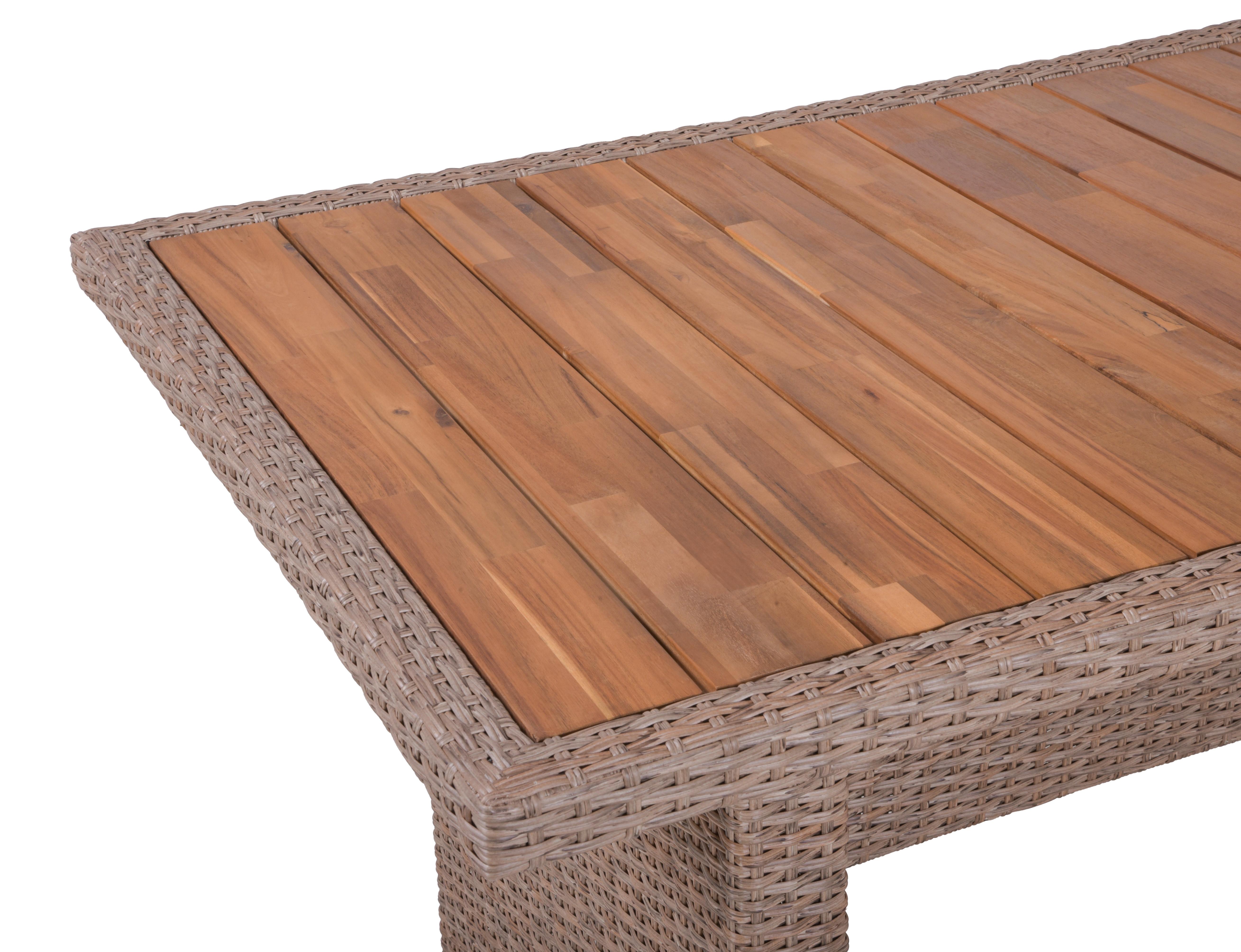 Gartentisch Braga - Schwarz/Braun, Basics, Holz/Kunststoff (180/90/75cm) - Gardenson