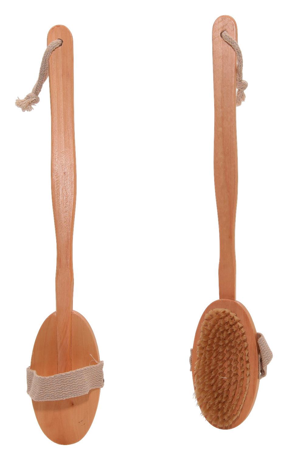 Fürdőkefe Massage - natúr/cseresznyefa, Basics, természetes anyagok/fa (38,5cm)