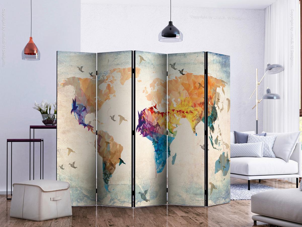 Paravent Multicolor B: 225 cm - Multicolor, Basics, Holz/Textil (225/172/3cm) - artgeist