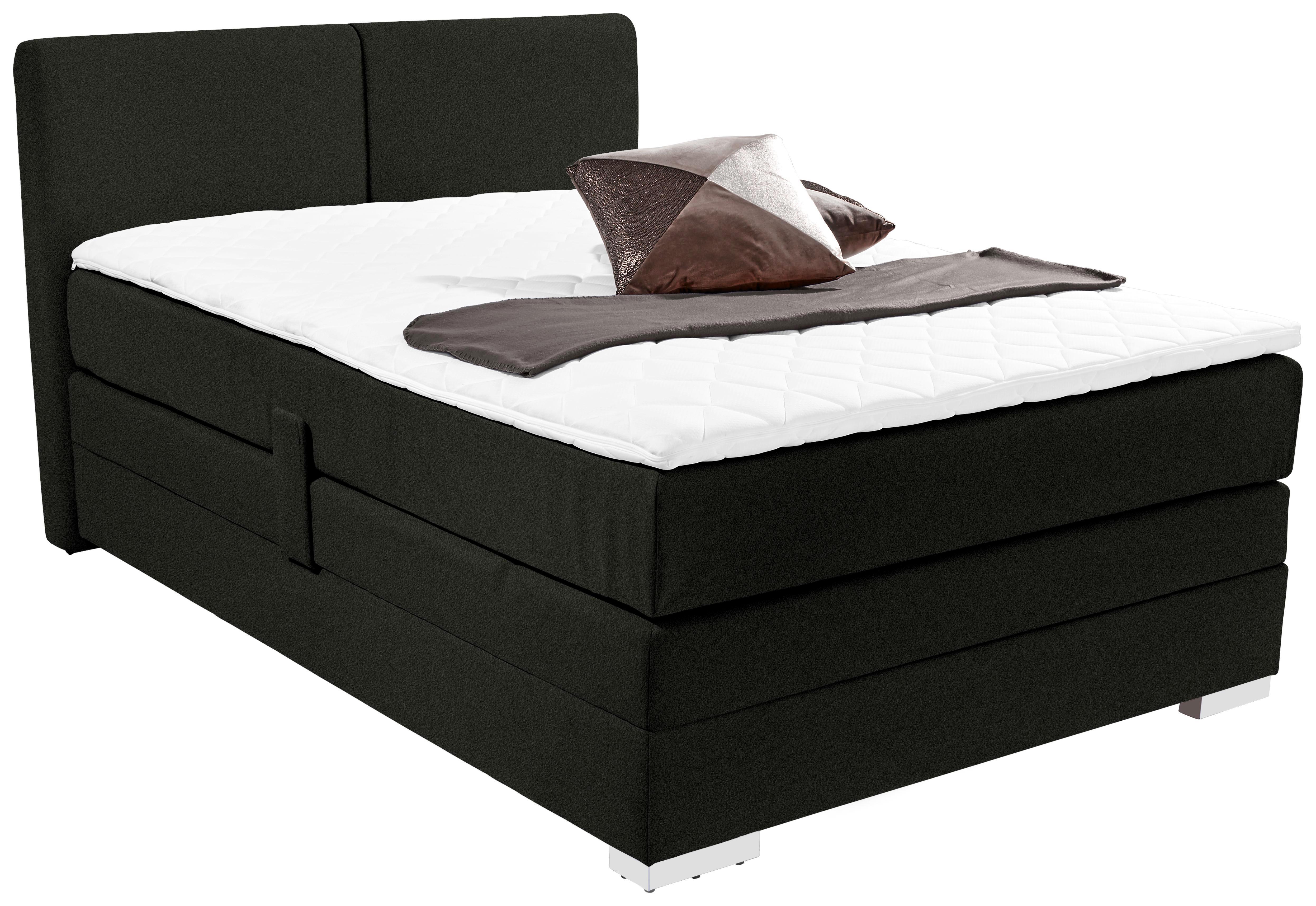 Boxspringbett Tina 140x200 Schwarz - Schwarz, KONVENTIONELL, Textil (140/200cm)