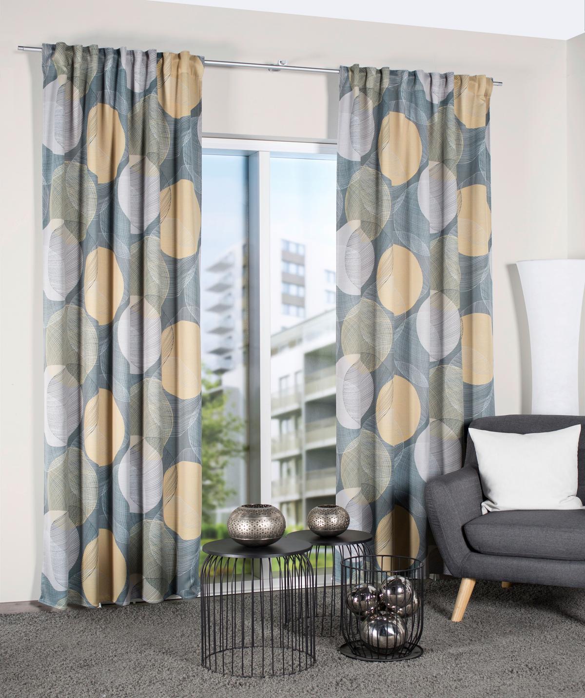 Fertigvorhang Millan - Pastellblau/Gelb, Design, Textil (135/245cm)