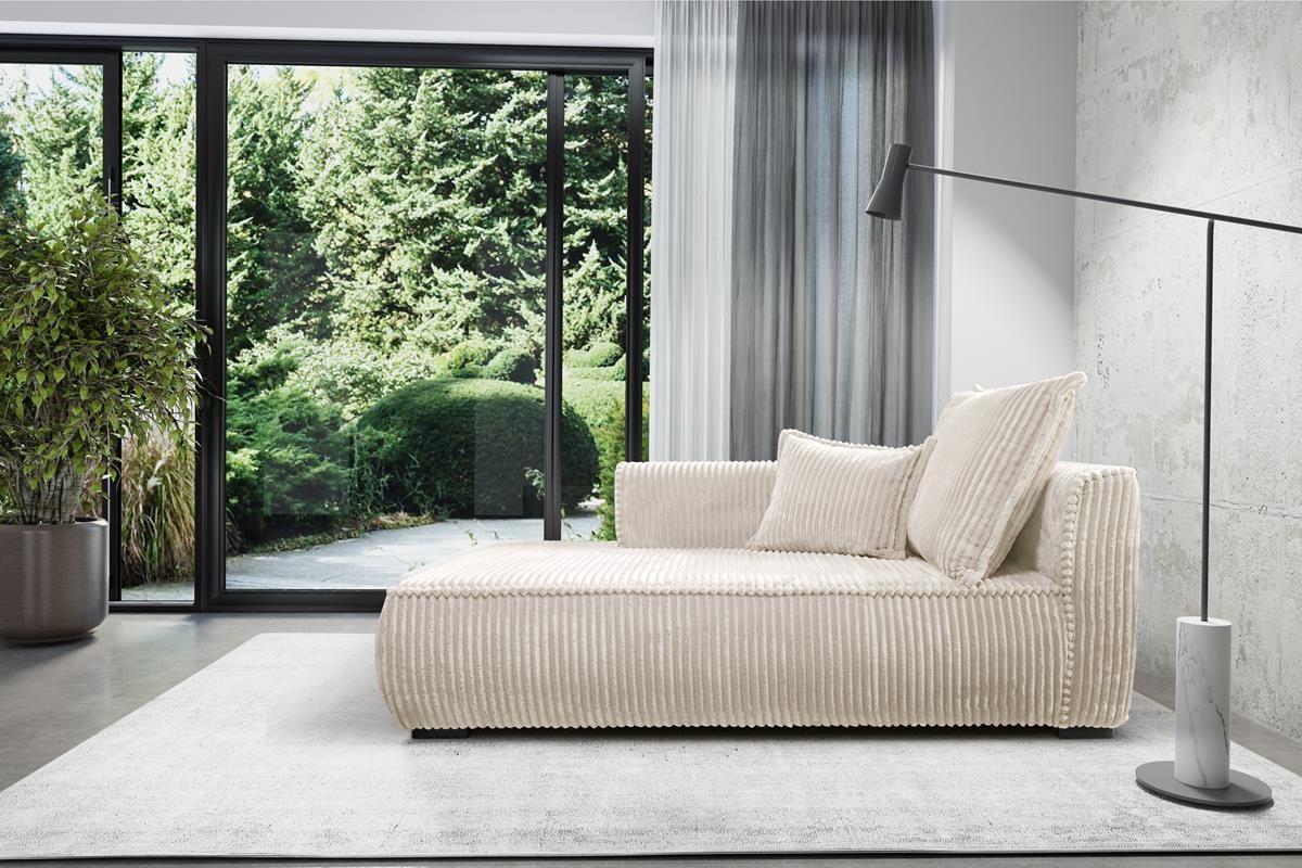 Recamiere Modena Links inkl. Kissen, Creme, B: 208 cm - Creme/Schwarz, Design, Textil (207/75/121cm) - MID.YOU