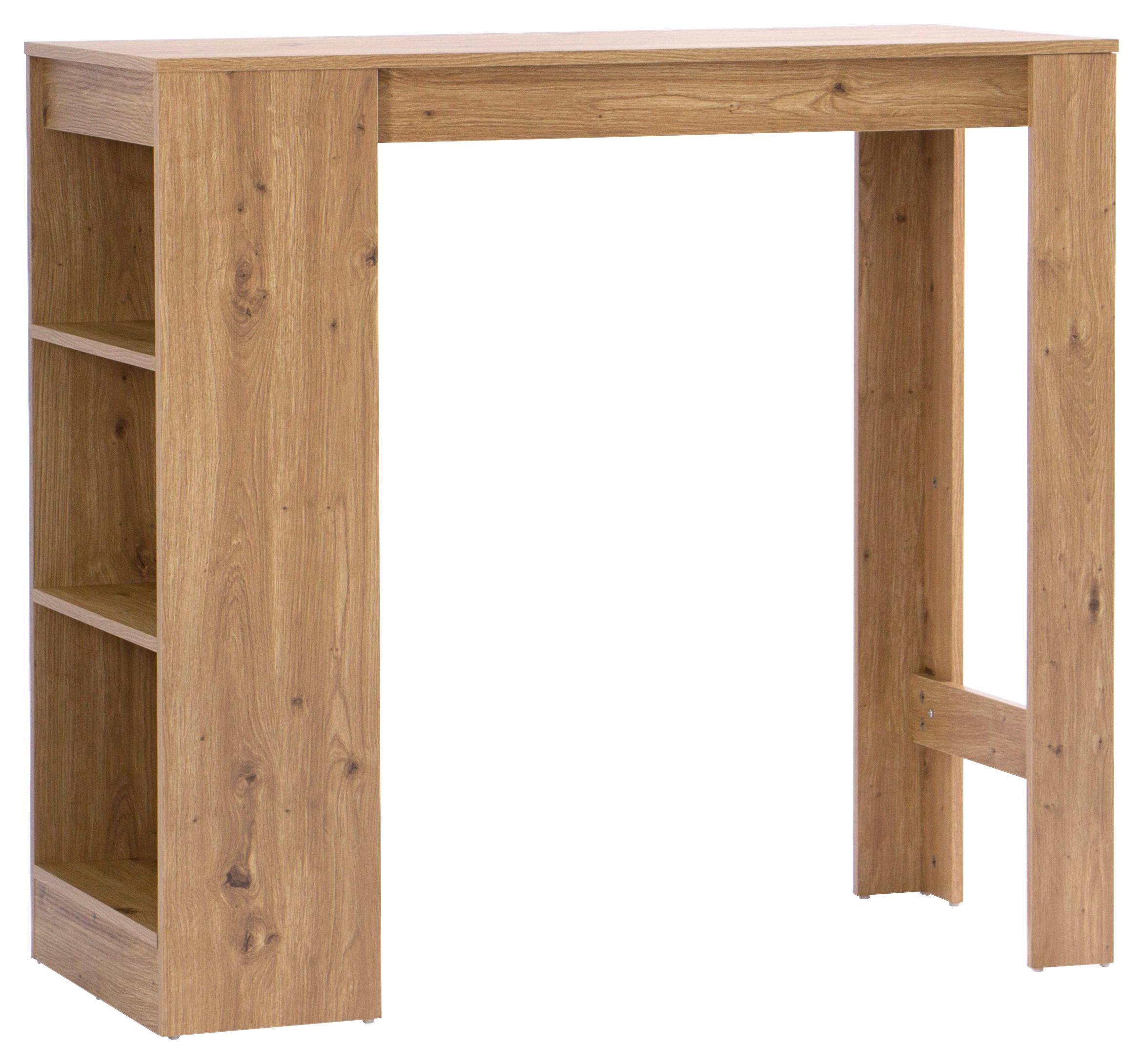 Bartisch Brest 110x103x50 Cm Melamin Eiche 3 Ablagen - Eichefarben, KONVENTIONELL, Holzwerkstoff (110/103/50cm)