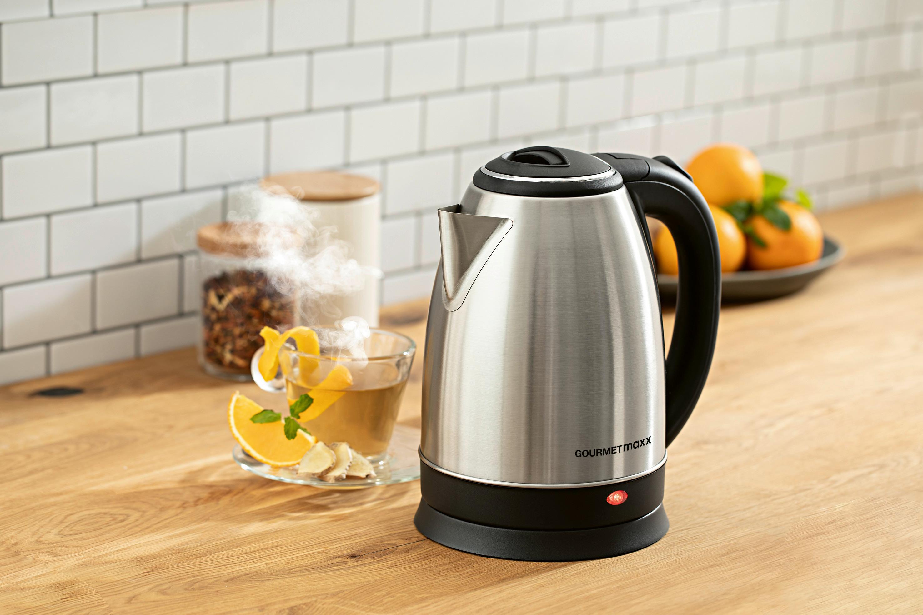 Wasserkocher Daniela Schwarz Edelstahl 1,8 L 1500w - Edelstahlfarben/Schwarz, Basics, Kunststoff/Metall (1,8l)