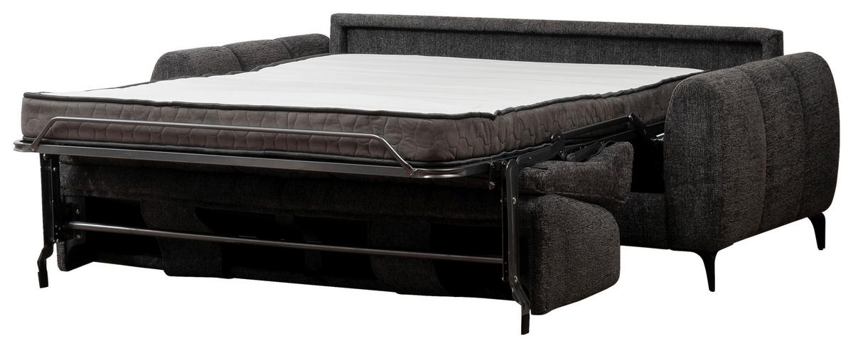 Schlafsofa inkl. Bettfunktion Webstoff anthrazit, B:206 cm - Anthrazit/Schwarz, MODERN, Holz/Textil (206/89/100cm)