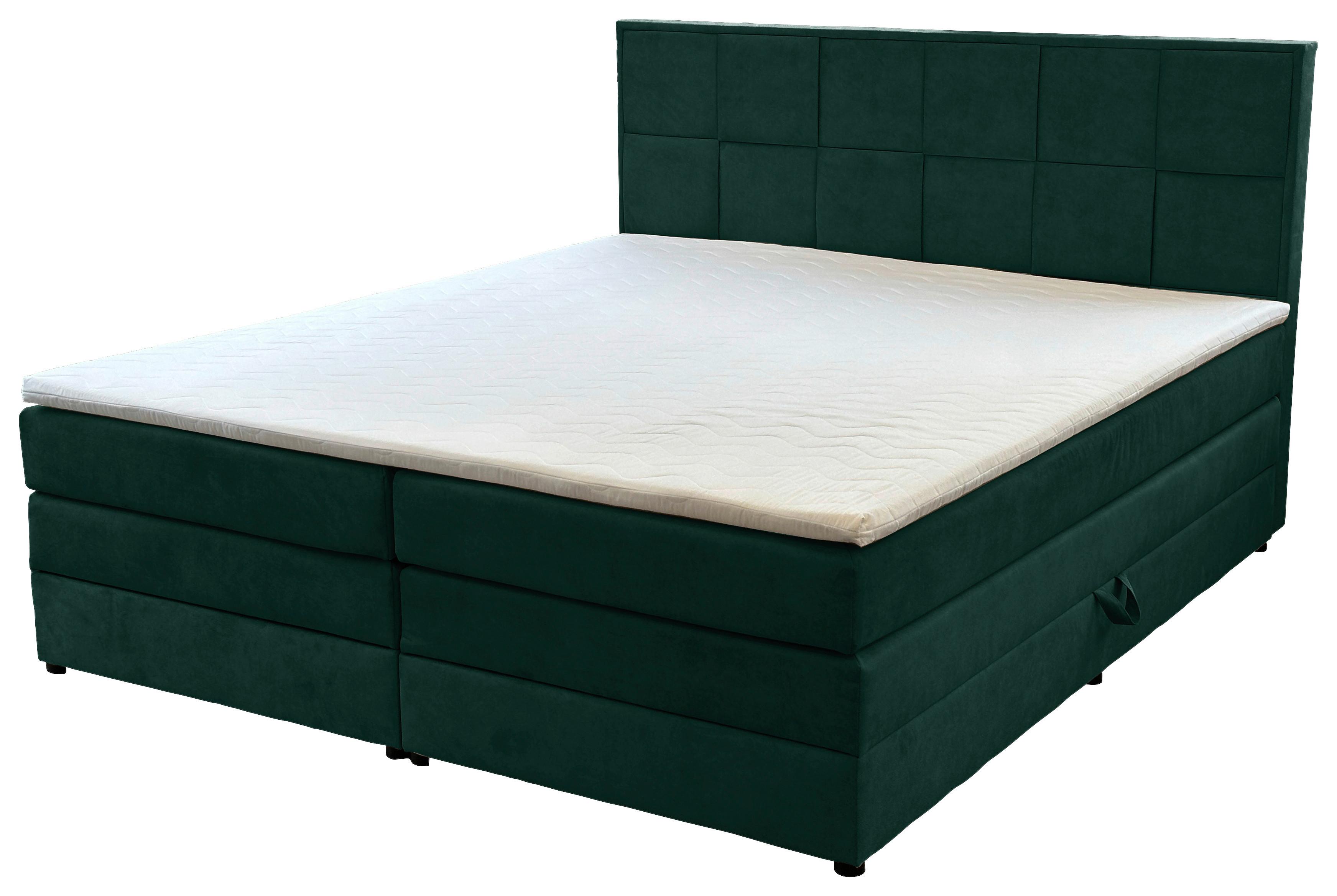 Boxspringbett Mit Bettkasten Carla Dunkelgrün 180x200 Cm - Dunkelgrün/Schwarz, Basics, Textil (180/200cm) - MID.YOU