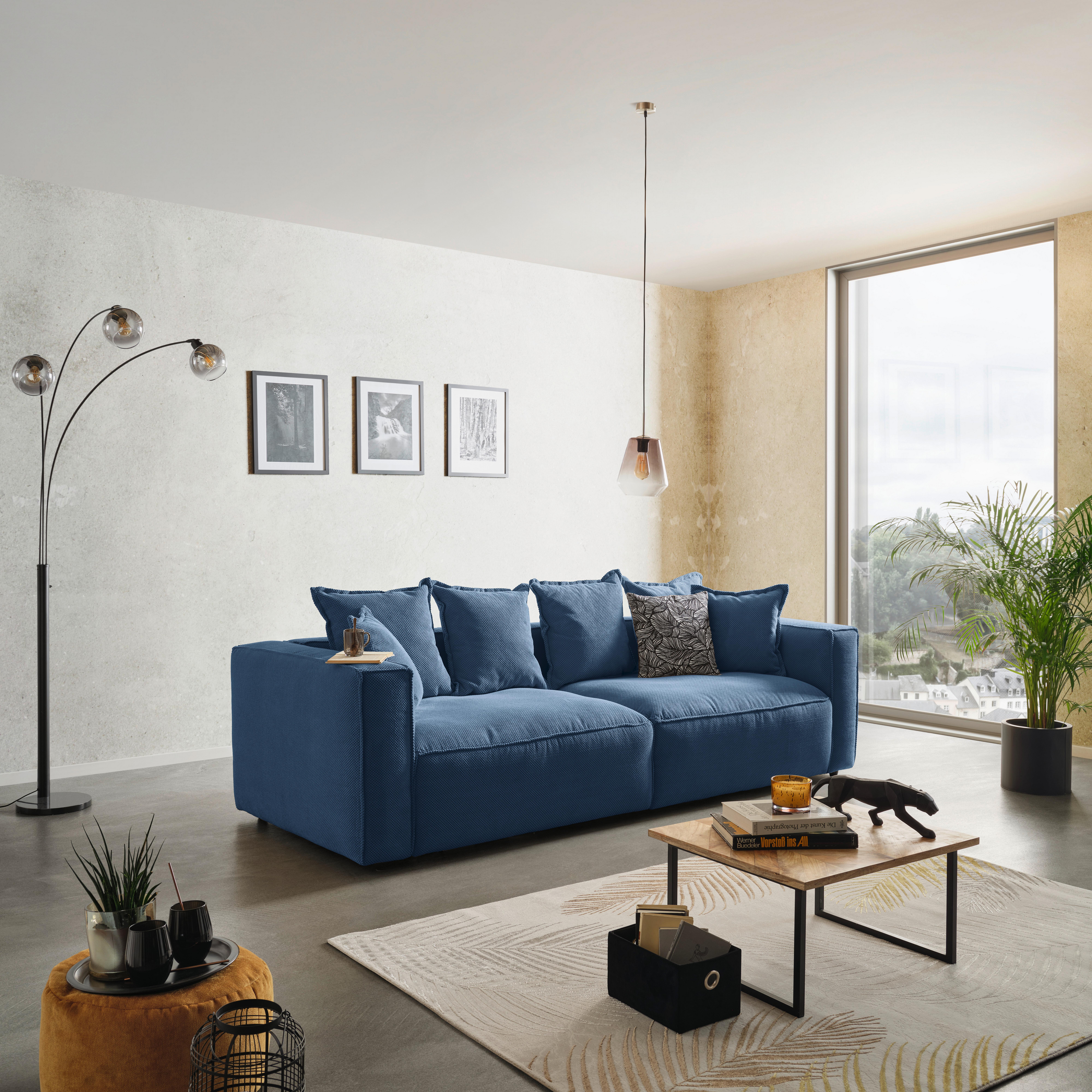 POHOVKA BIG SOFA COWBOY - černá/tmavě modrá, Moderní, textil (280/72/109cm)
