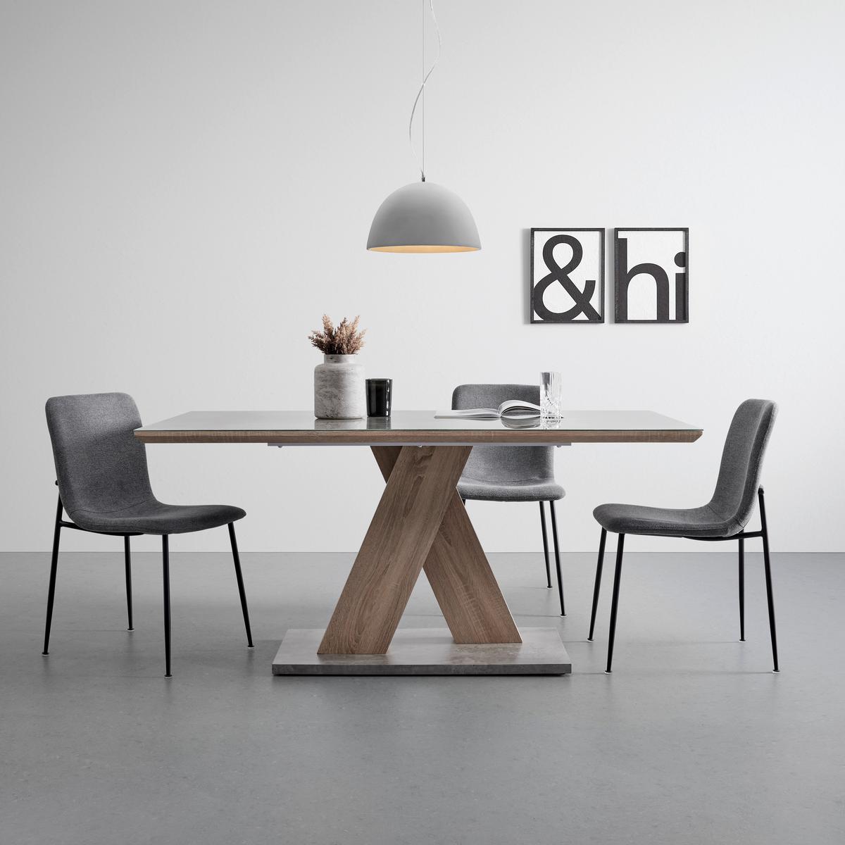 Jídelní stůl se sklem SANNA 160x90 cm - barvy dubu/tmavě šedá, Moderní, dřevo/kompozitní dřevo (160/90/76cm) - Bessagi Home