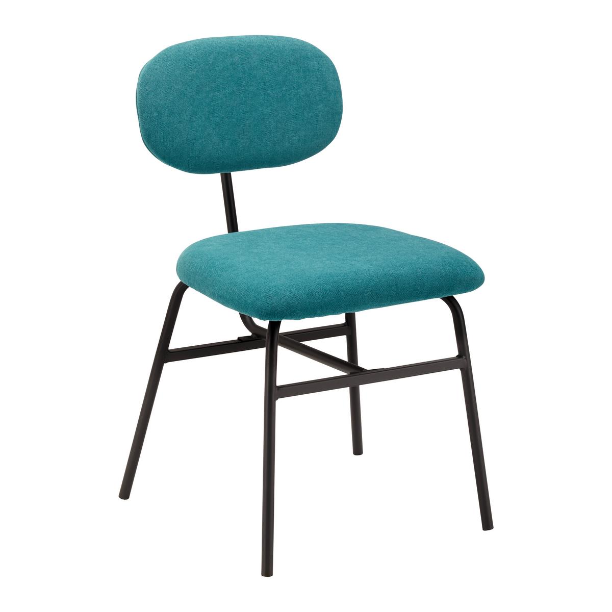 Sada 2ks židlí PINO tyrkis - černá/tyrkysová, Moderní, kov/dřevo (46/80/55cm) - PBJ