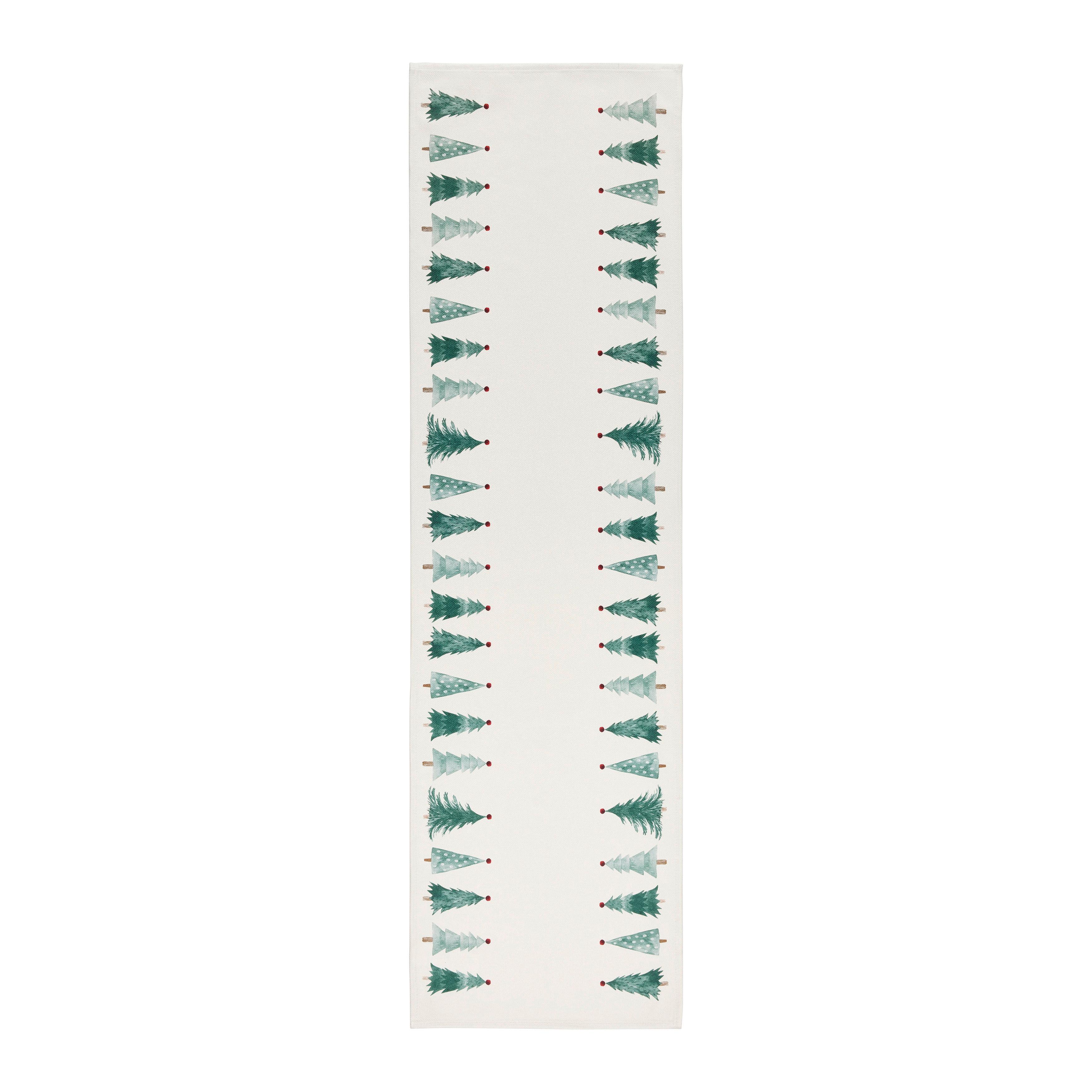 BĚHOUN NA STŮL CAROL - bílá/zelená, textil (140/40cm) - Mömax