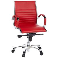 Bürostuhl Parma Mit Wippfunktion Rot Bis 110 Kg - Chromfarben/Rot, MODERN, Leder/Kunststoff (60/111/50cm) - MID.YOU